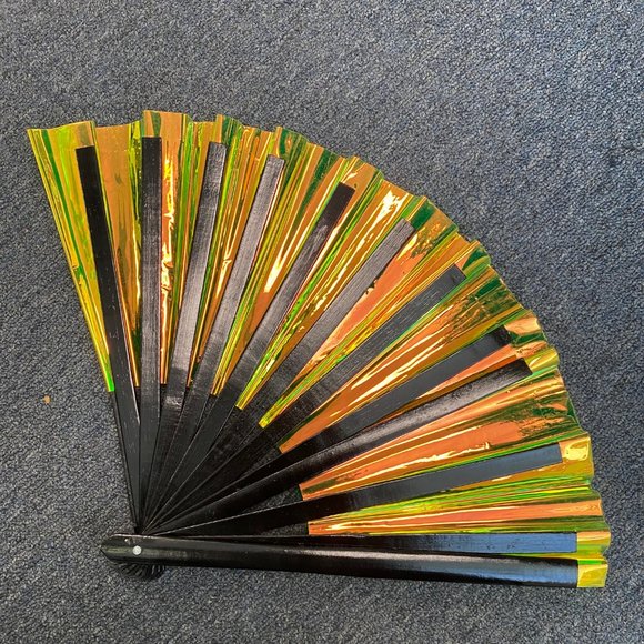 PRE-LOVED LASR - Acid Drip Iridescent Fluid Rave Fan- MISC012 - Picture 2 of 2